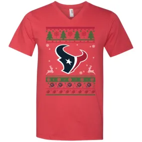 Houston Texans Logo Football Teams Ugly Christmas Sweater Men V-Neck T-Shirt